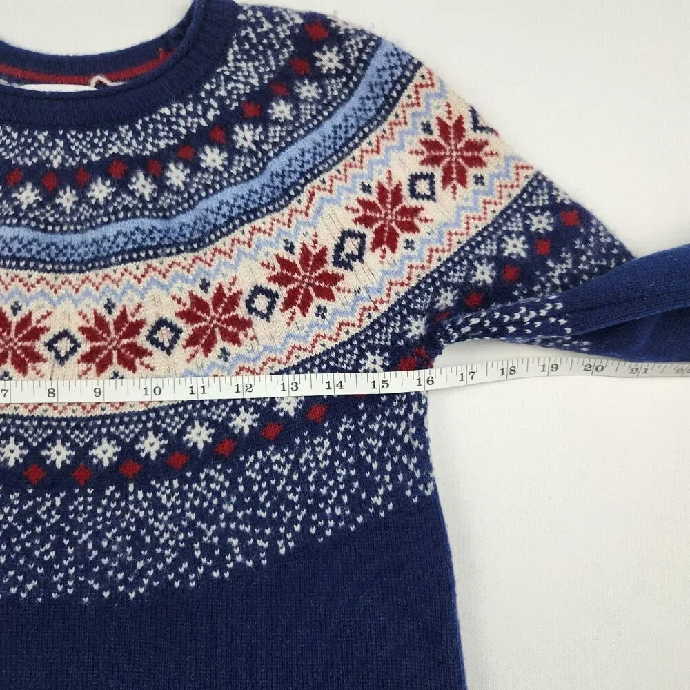 Tabitha Webb Fair Isle Lambswool Jumper Sweater Navy Yoke Womens S Vintage